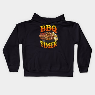BBQ Timer Grilling Grill Master Beer Drinking Humor Dad Kids Hoodie